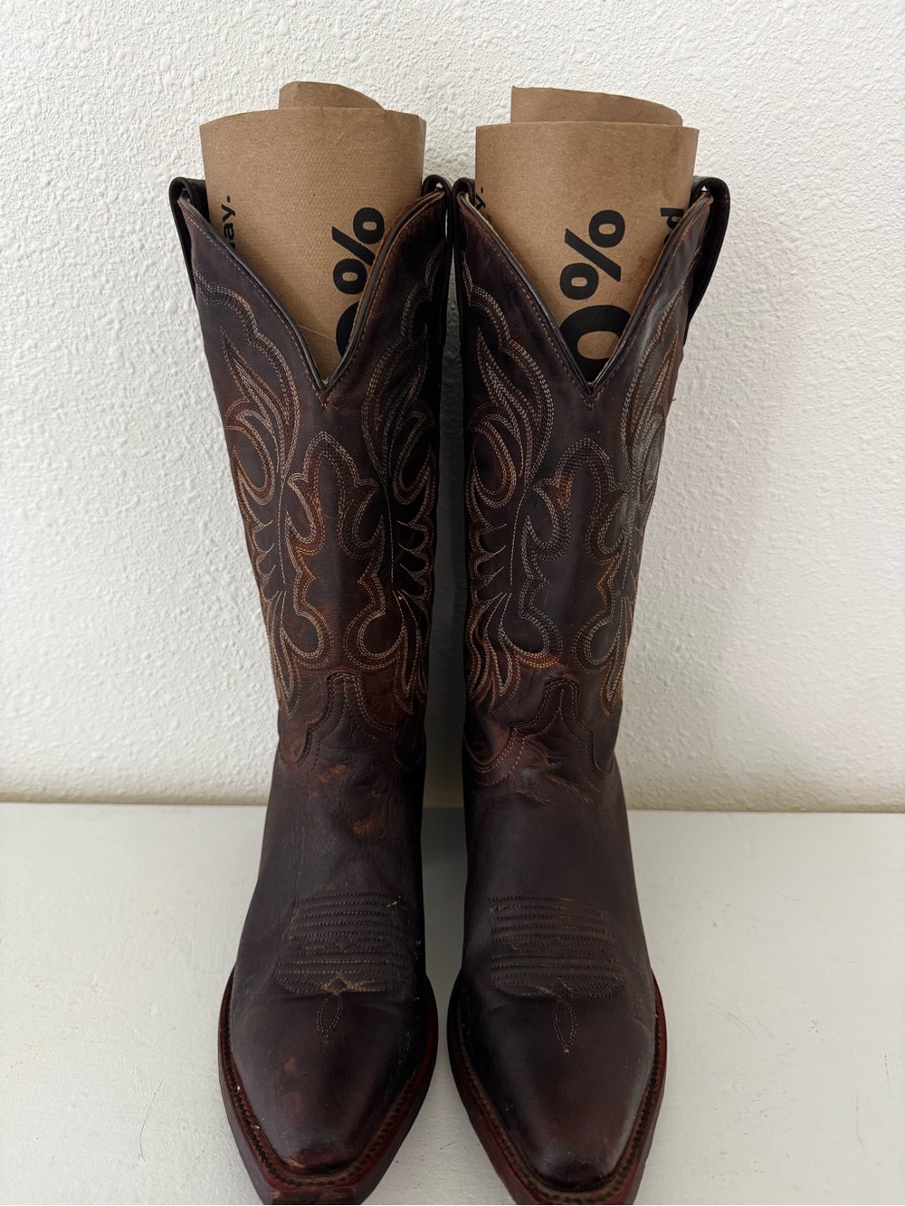 Shyanne Loretta Brown Leather Snip Toe Western Cowboy Boots Women's Size 7B